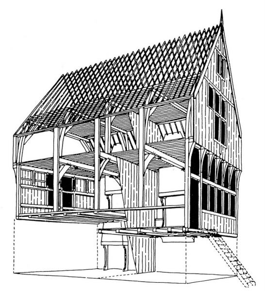 Reconstructie van het houtskelet door Henk Zantkuijl.