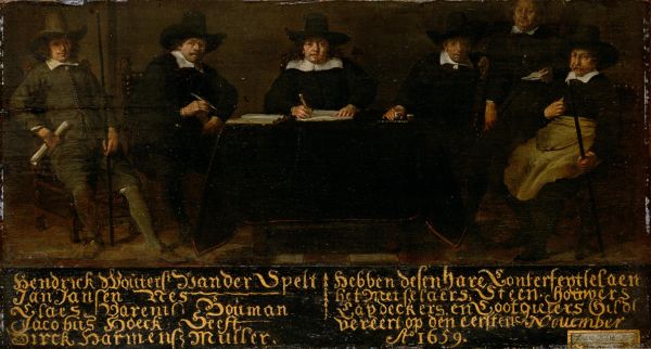 De overlieden van het Metselaarsgilde, T. van der Elst, 1659