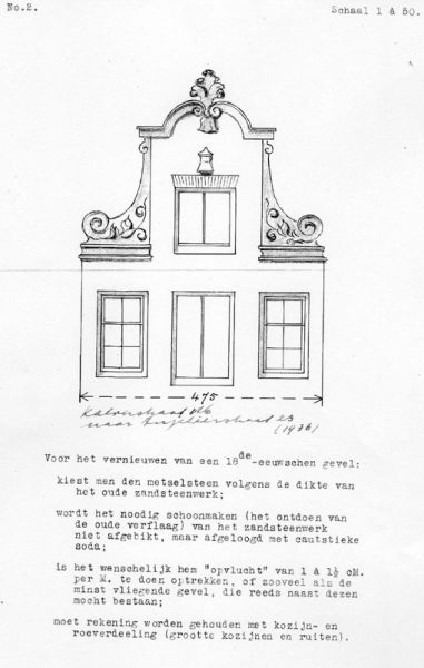 Tekening van Van Houten van beschikbare top (nr. 2).