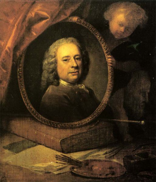 Portret van Jacob de Wit (1695-1754), 1751, geschilderd door  Jan Maurits Quinkhard (1688-1772)