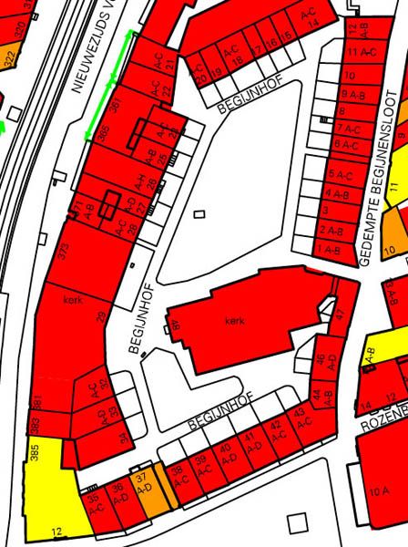 Begijnhof. Detail van de Waarderingskaart Beschermd Stadsgezicht