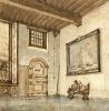 Het voorhuis op een tekening van Gerrit Lamberts uit 1817
