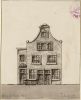 Anslo Hofje, Egelantiersstraat 24, met aan de linkerkant toegang tot het hofje. Tekening Gerrit Postma, ca. 1830/40