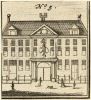 Stadspaardenstal uit 1661, waarin in 1748 het Postcomptoir kwam. Tekening uit 1723.