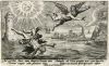 De val van Icarus, Crispijn van de Passe (I), naar Maerten de Vos, 1602 - 1607, gravure (Rijksmuseum)