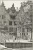 Op 25-26 april 1683 brandde het vroeg-17de-eeuwse huis af, een trapgevel. Tekening Jan van der Heyden, ca. 1690