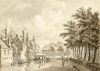 Het Amstelgrachtje vr de demping in 1867. Tekening van  Jacob Cats, 1815 (Maarten Jansz Kosterstraat 12-15)