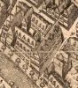 Pakhuizen op de kaart van Pieter Bast uit 1559. (Oudezijds Voorburgwal 300)