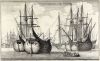 Voorbeeld van fluitschepen die in de Oostzeehandel werden gebruikt. Ets uit 1647.