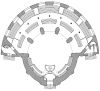 Plattegrond van de Ronde Lutherse kerk te Amsterdam (tekening T. Brouwer, RDMZ)